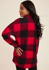 Wilder Buffalo Plaid Fleece Shacket, REBEL RED COMBO, small