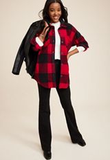 Wilder Buffalo Plaid Fleece Shacket, REBEL RED COMBO, small