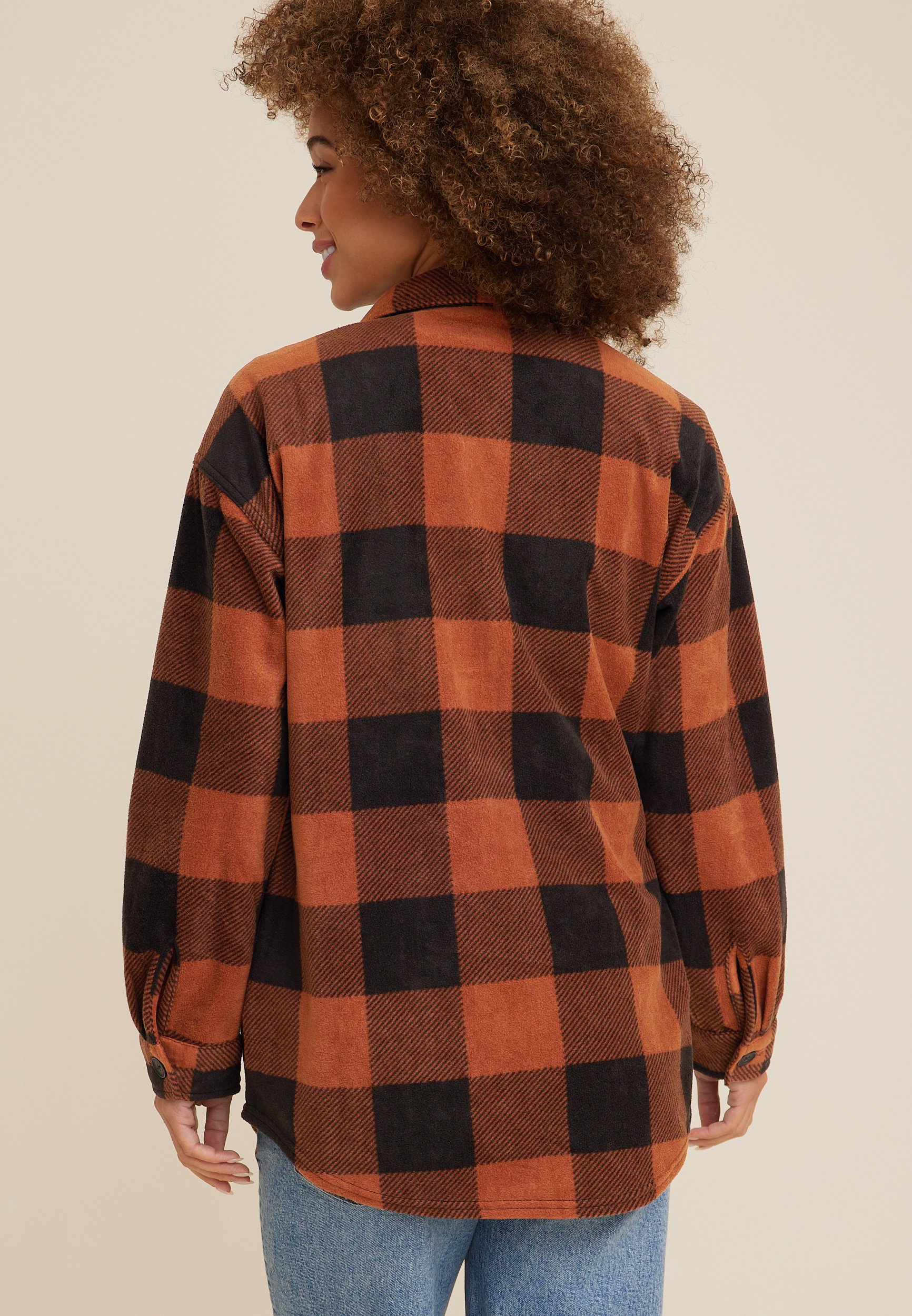 Wilder Buffalo Plaid Fleece Shacket, C493, large
