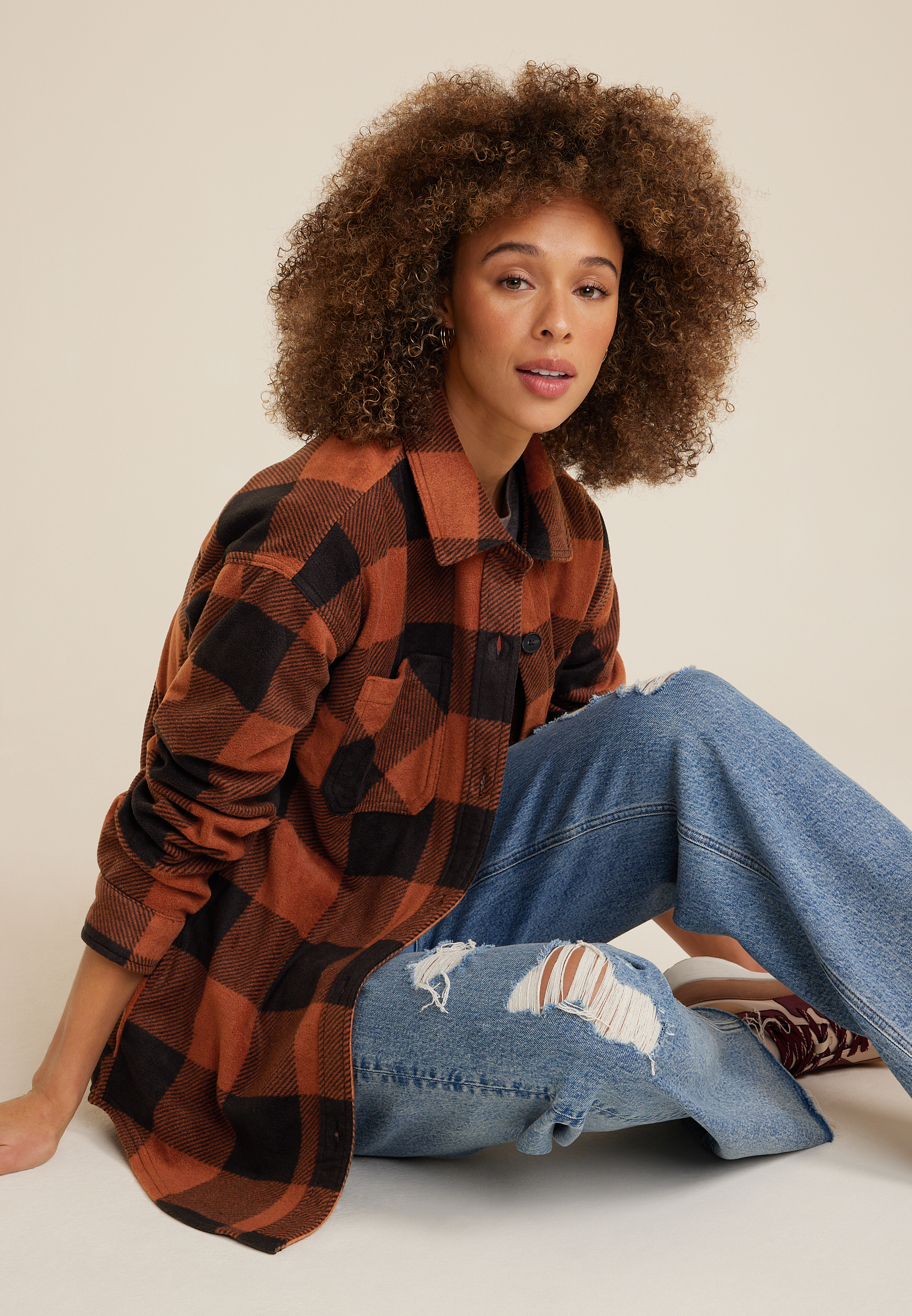 Wilder Buffalo Plaid Fleece Shacket, C493, large
