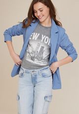 One Button Boyfriend Blazer, C122, small