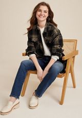 Plaid Twill Shacket, BLACK COMBO, small