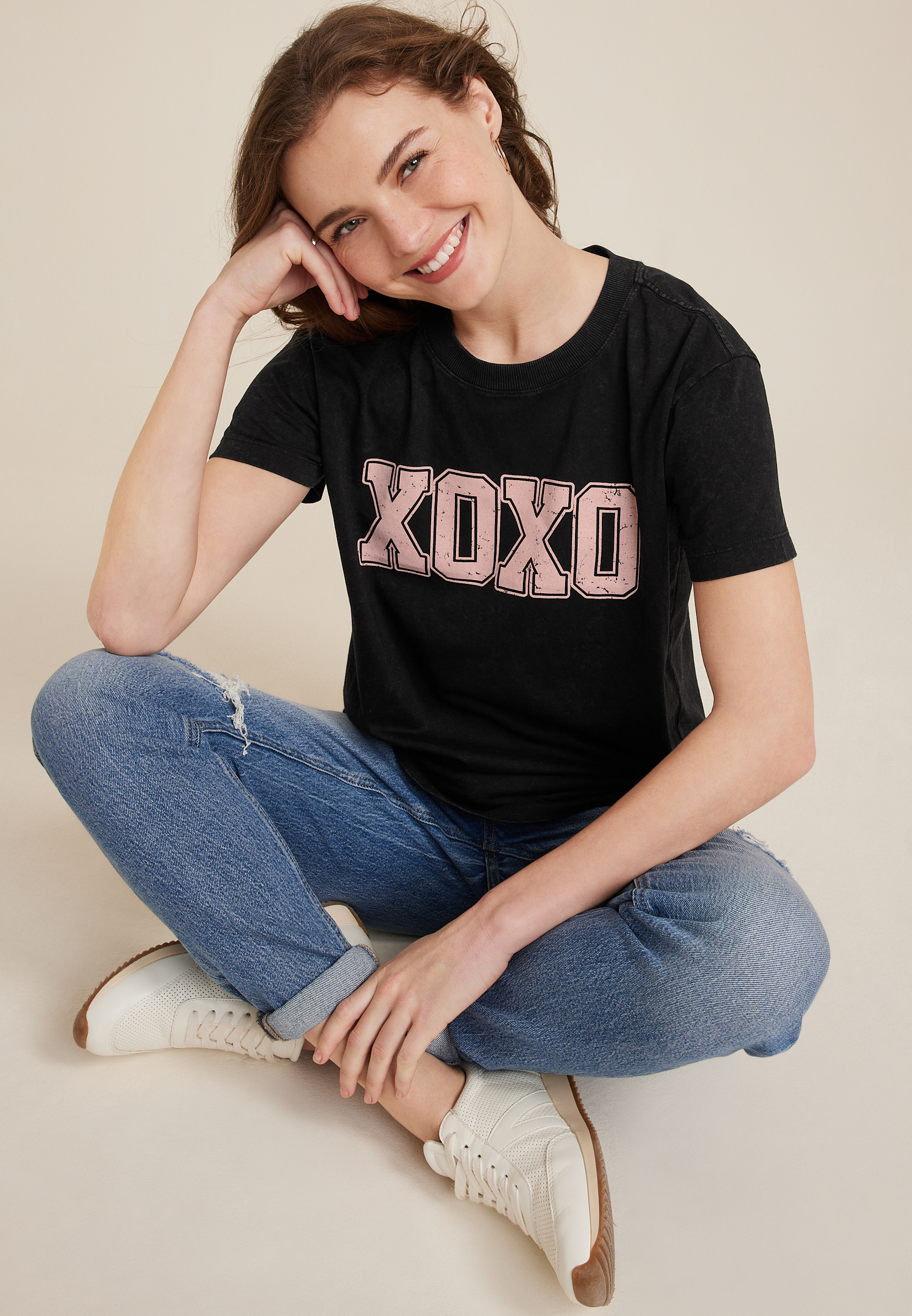 XOXO Graphic Tee, BLACK, large