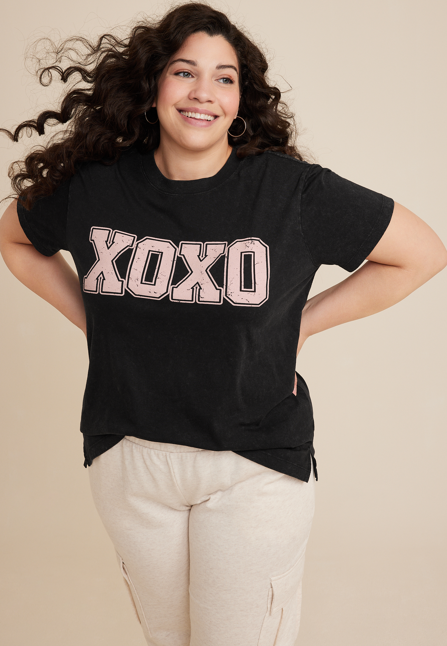 Plus Size XOXO Graphic Tee, C106, large