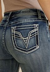 Vigoss&reg; Mid Rise X Thick Stitch Pocket Flare Jean, C258, small