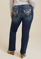 Plus Size Vigoss&reg; Heritage Mid Rise Slanted Seam Flap Pocket Slim Boot Jean, C258, small