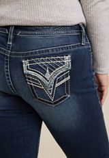 Plus Size Vigoss&reg; Heritage Mid Rise Slanted Seam Flap Pocket Slim Boot Jean, C258, small