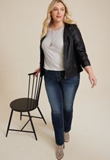 Plus Size Vigoss&reg; Heritage Mid Rise Slanted Seam Flap Pocket Slim Boot Jean, C258, small