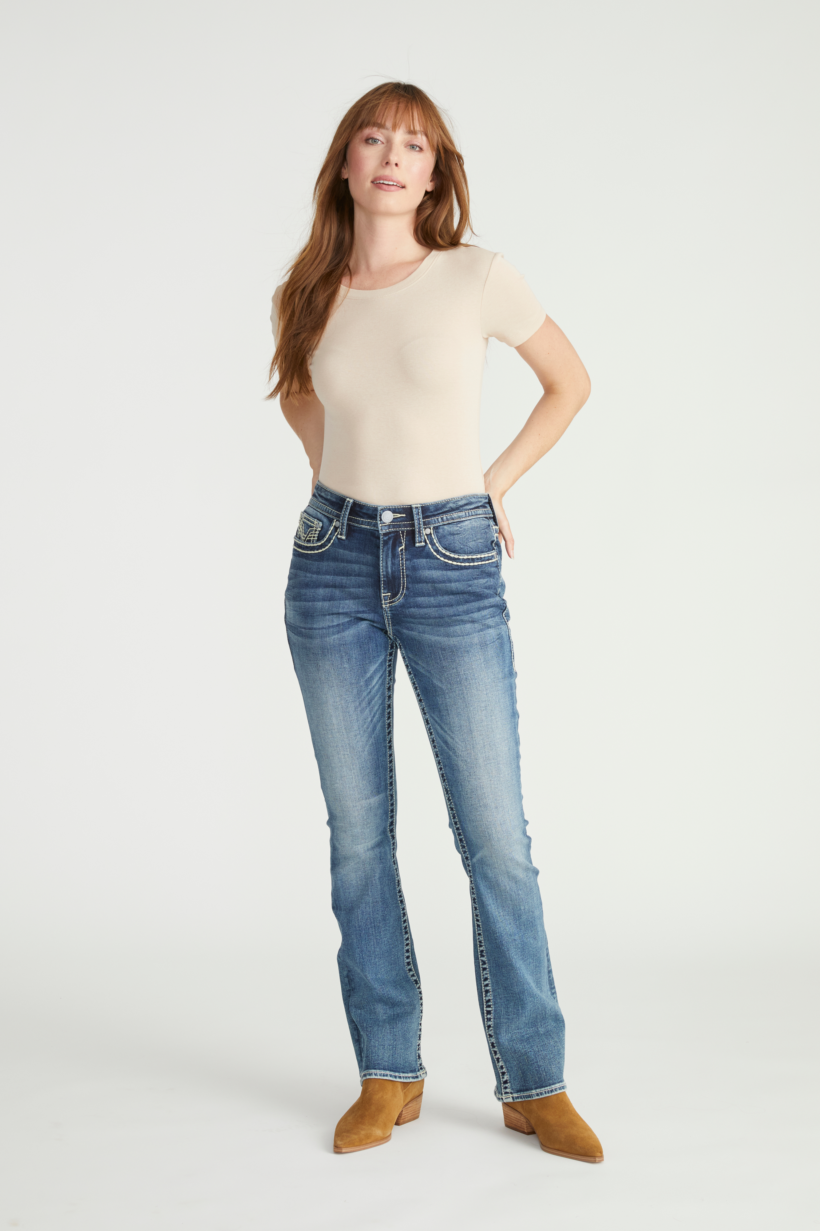 Vigoss&reg; Heritage Mid Rise Bootcut Jean, C3337, large