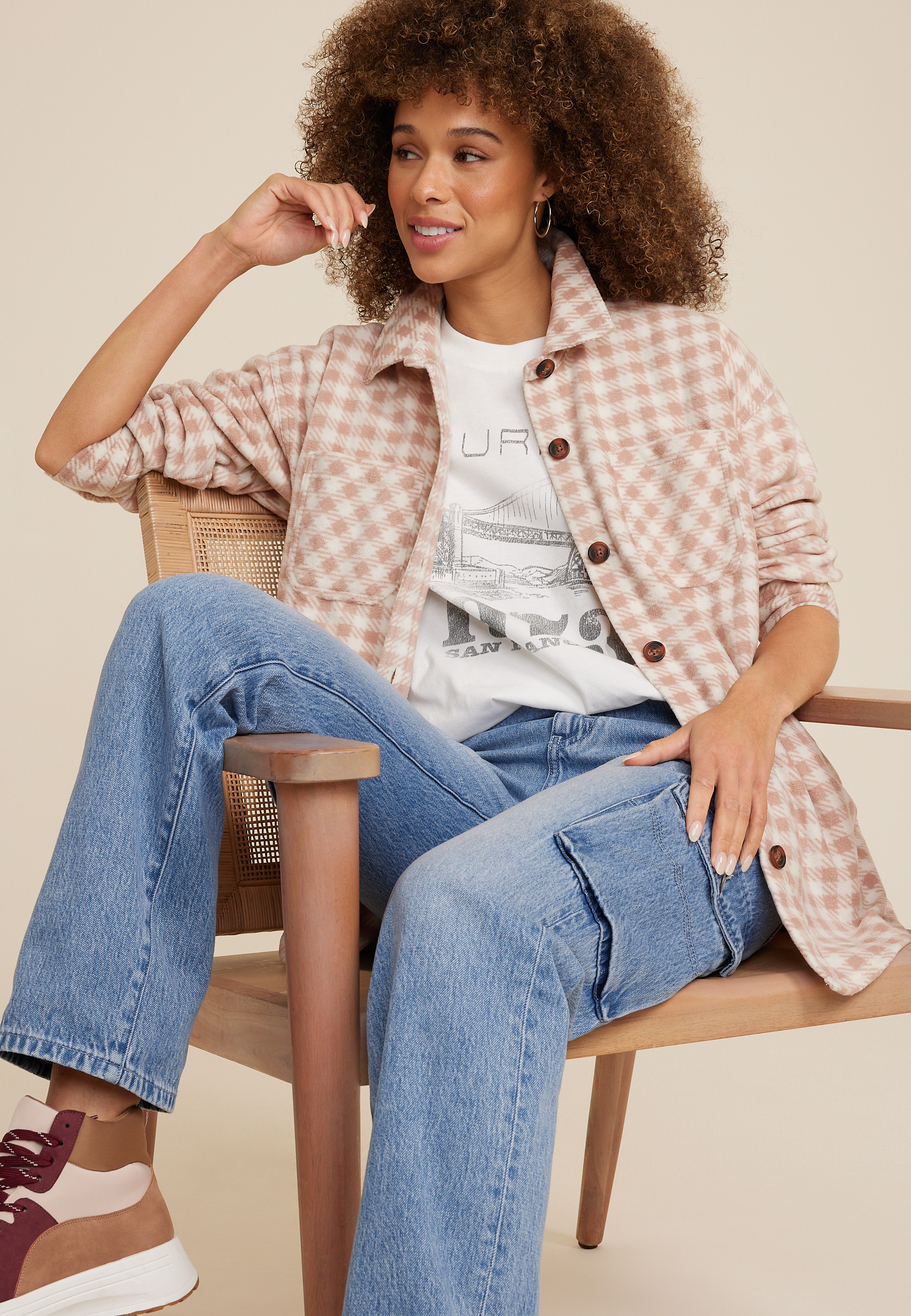 Wilder Checkered Fleece Shacket, C3986, large