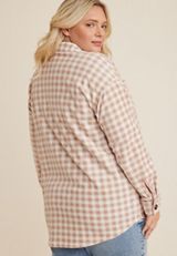 Plus Size Wilder Checkered Fleece Shacket, C3986, small