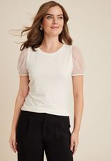 Pearl Puff Sleeve Blouse, C9184, small
