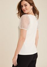 Pearl Puff Sleeve Blouse, C9184, small