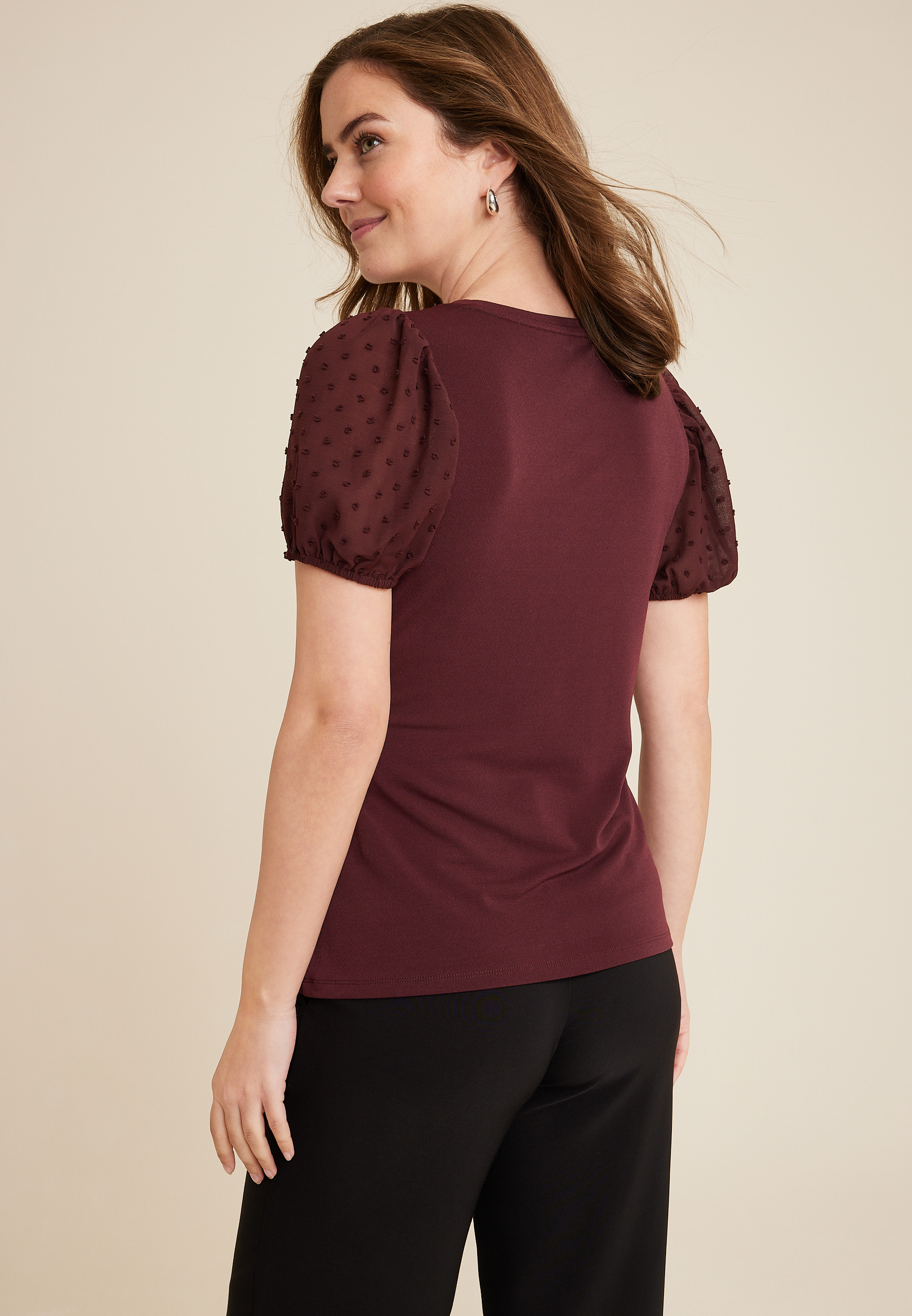 Clip Dot Puff Sleeve Blouse, C9228, large