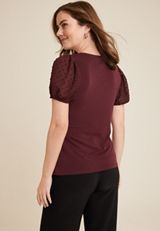 Clip Dot Puff Sleeve Blouse, C9228, small