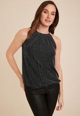 Sparkle Knit High Neck Tank, C1756, small