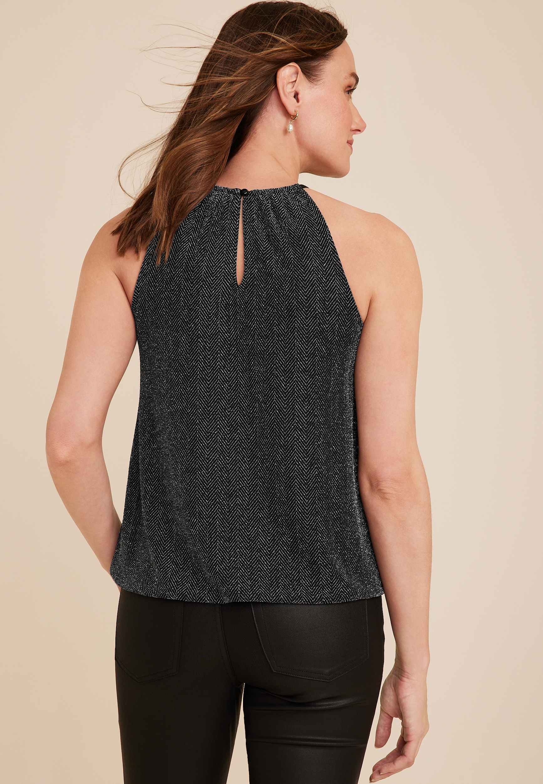 Sparkle Knit High Neck Tank, C1756, large