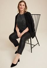 Plus Size Sparkle Knit High Neck Tank, BLACK COMBO, small