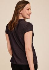 edgely&trade; Shimmer Mock Neck Top, RED, small