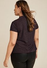 Plus Size edgely&trade; Shimmer Mock Neck Top, C485, small