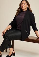 Plus Size edgely&trade; Shimmer Mock Neck Top, C485, small