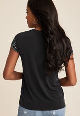 edgely&trade; Embellished Sleeve Crew Neck Tee, C106, small