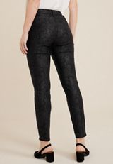 Bengaline Floral Embossed High Rise Skinny Dress Pant, BLACK COMBO, small