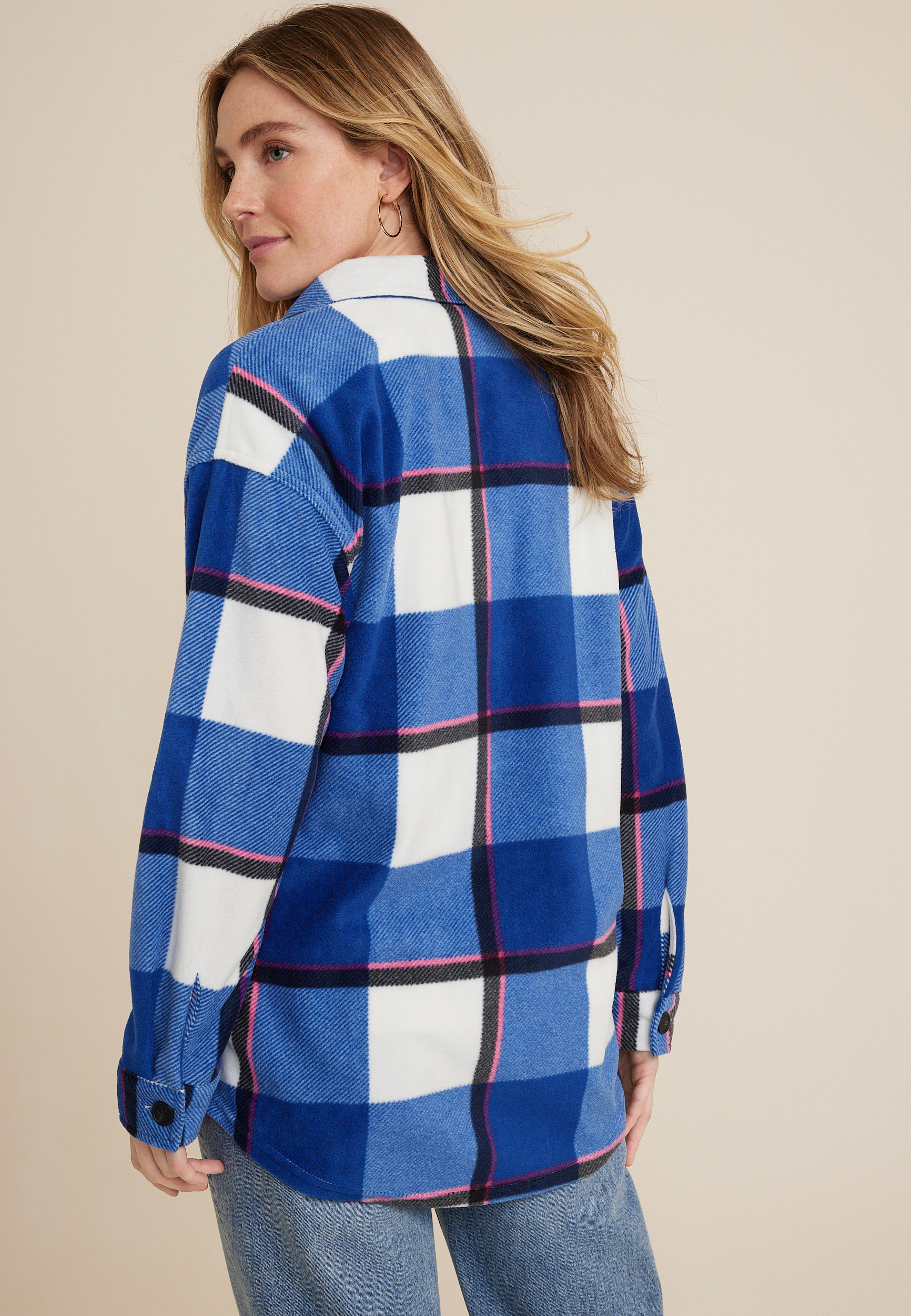 Wilder Plaid Fleece Shacket, C2644, large