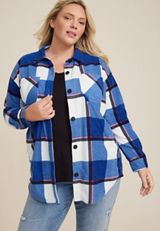 Plus Size Wilder Plaid Fleece Shacket, C2644, small