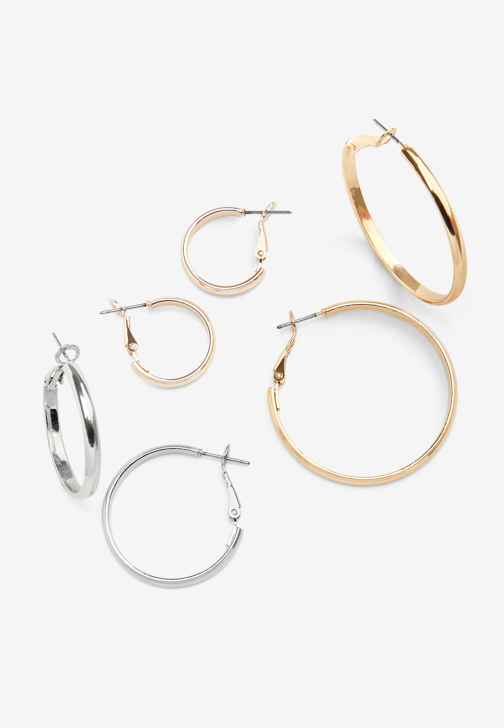 3 Pack Mixed Metals Hoop Earring Set