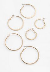 3 Pack Hoop Earring Set, GOLD, small