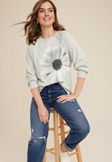 Sunflower Relaxed Fit Sweatshirt, LIGHT HEATHER GRAY, small