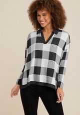 Collared Fairview Plaid Top, C1756, small