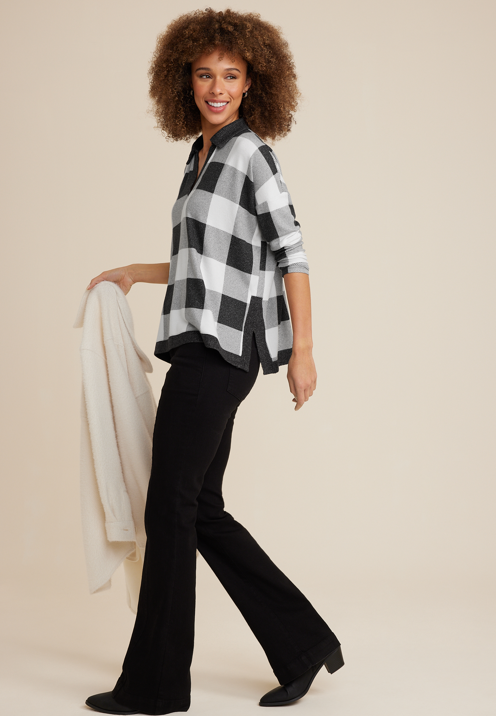 Collared Fairview Plaid Top, C1756, large