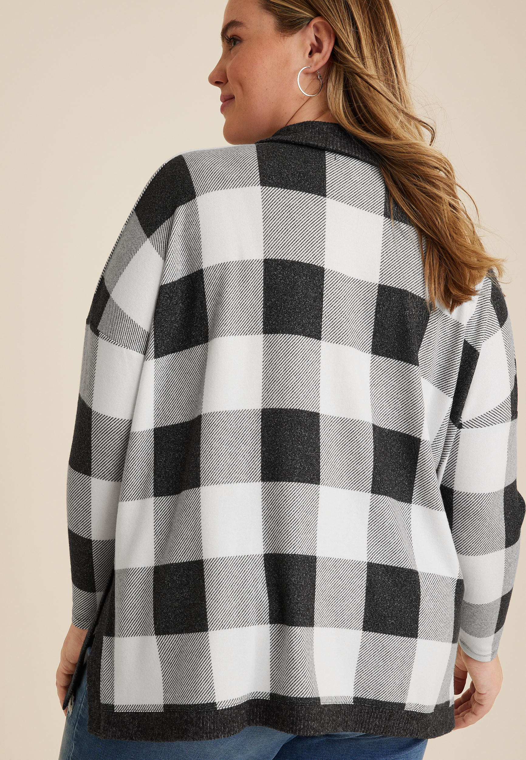 Plus Size Collared Fairview Plaid Top, C1756, large