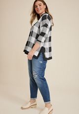 Plus Size Collared Fairview Plaid Top, C1756, small
