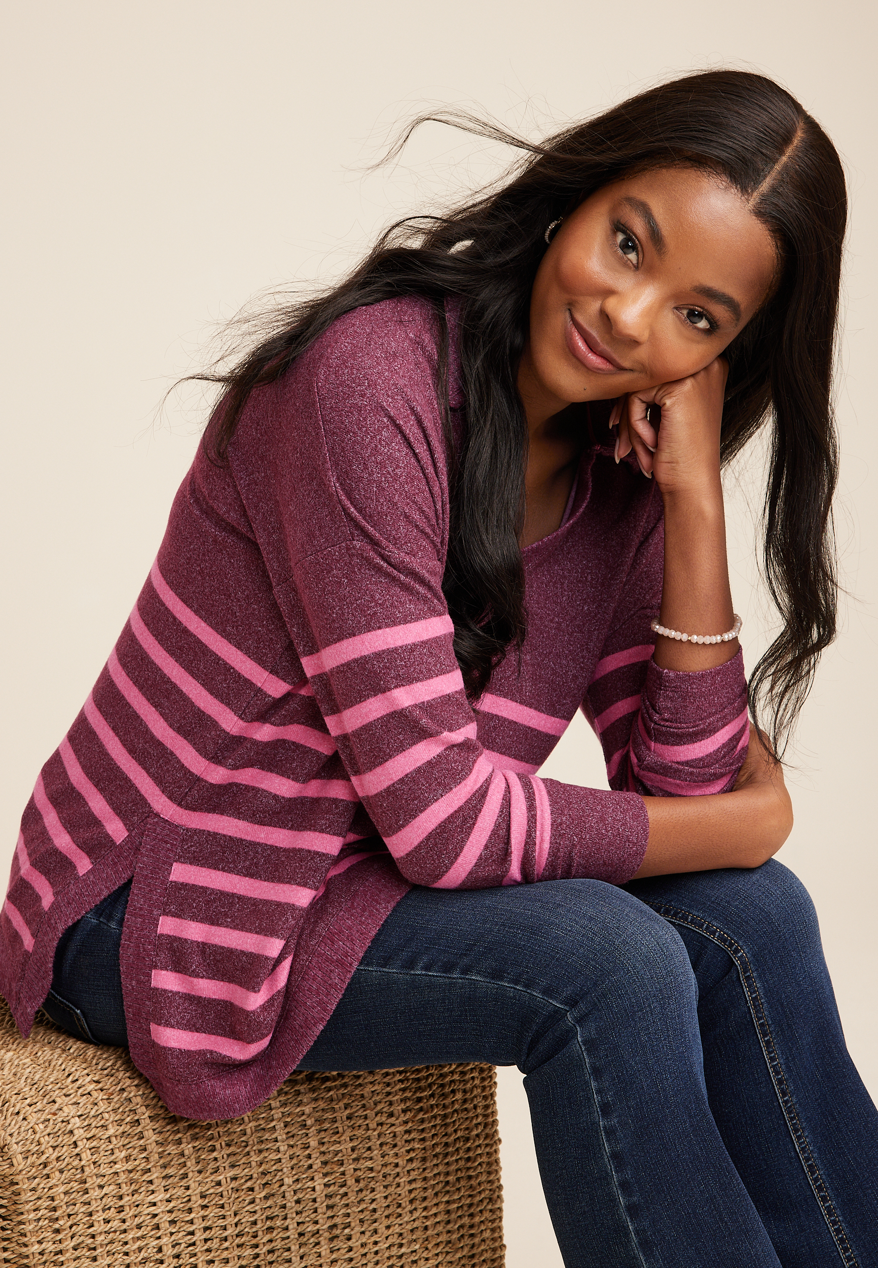 Collared Fairview Striped Top, C3058, large
