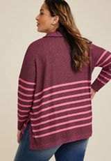 Plus Size Collared Fairview Striped Top, C3058, small