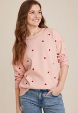 Heart Embroidered Sweatshirt, C9346, small