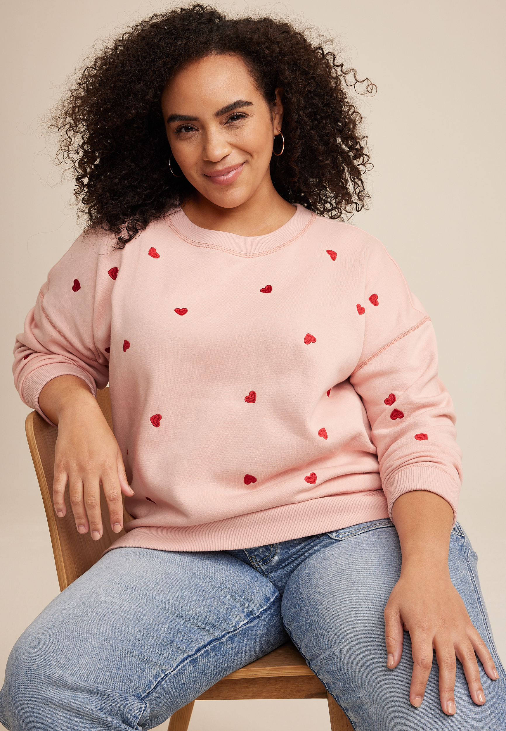 Plus Size Heart Embroidered Sweatshirt maurices