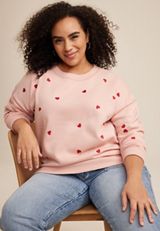 Plus Size Heart Embroidered Sweatshirt, C9346, small