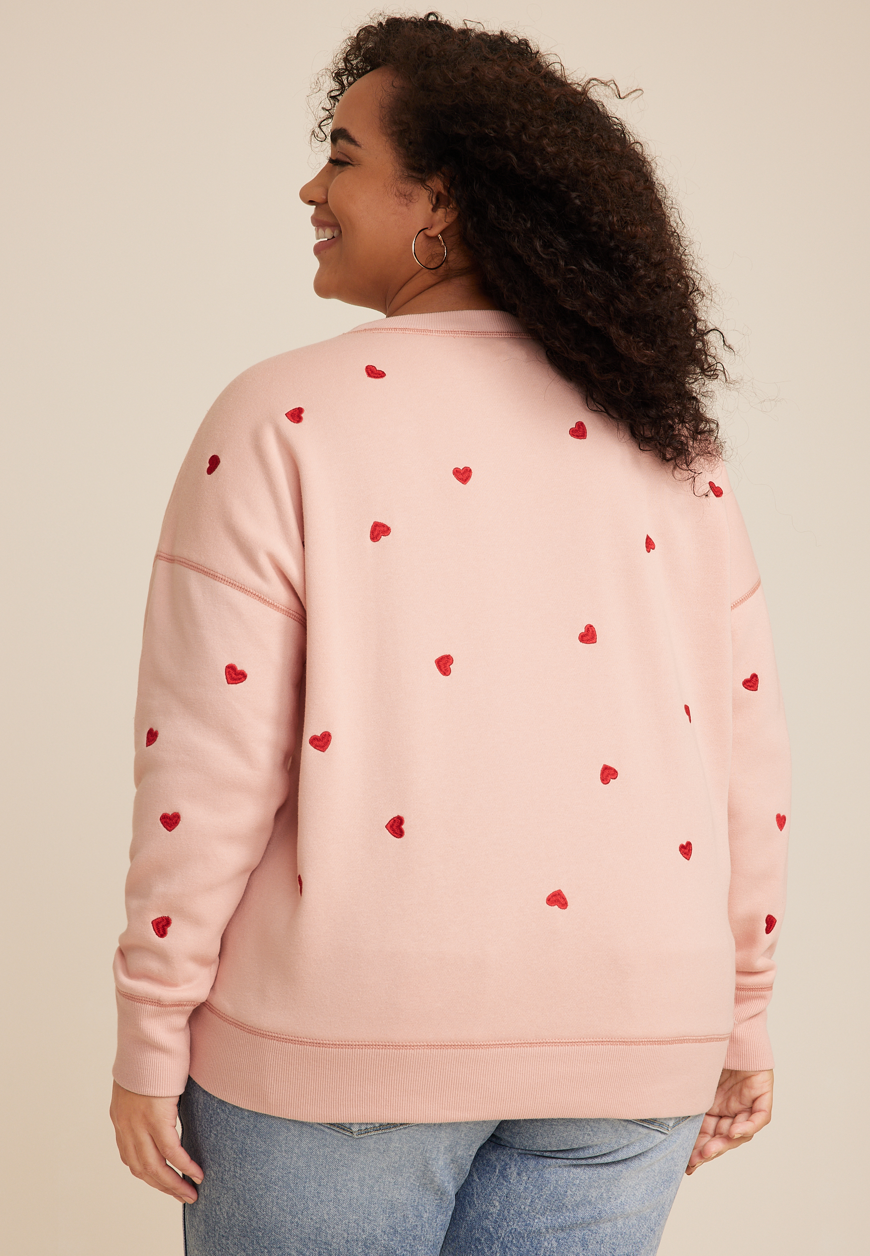 Plus Size Heart Embroidered Sweatshirt, C9346, large