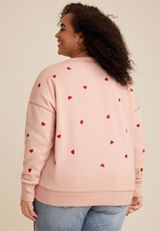 Plus Size Heart Embroidered Sweatshirt, C9346, small