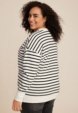 Plus Size Striped Heart Embroidered Sweatshirt, C3986, small
