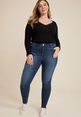 Plus Size m jeans by maurices&trade; Supersoft Dark High Rise Super Skinny Jean, C258, small