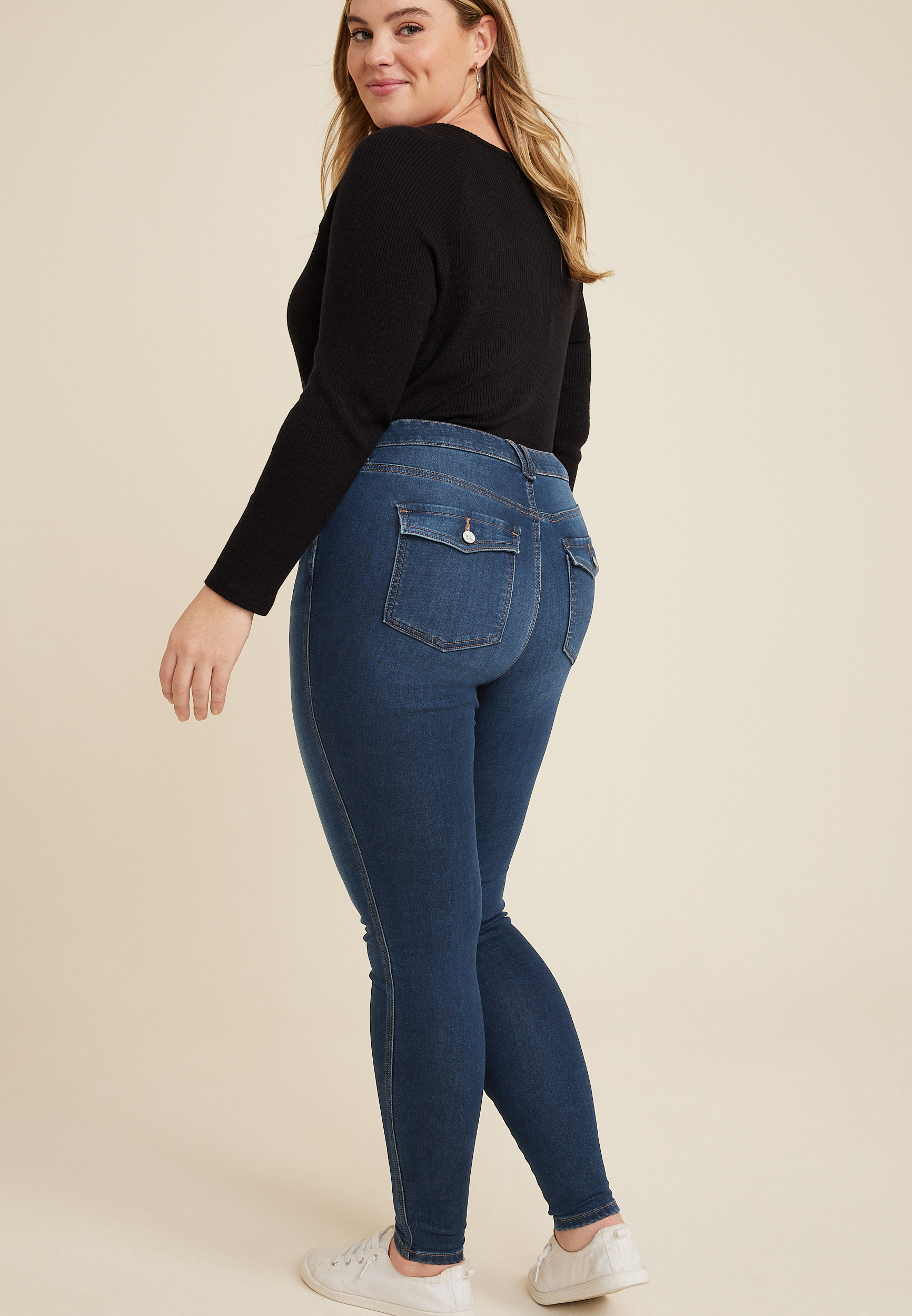 Plus Size m jeans by maurices&trade; Supersoft Dark High Rise Super Skinny Jean, C258, large