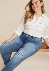 Plus Size m jeans by maurices&trade; Supersoft 90s High Rise Taper Ankle Jean, MEDIUM SANDBLAST, small