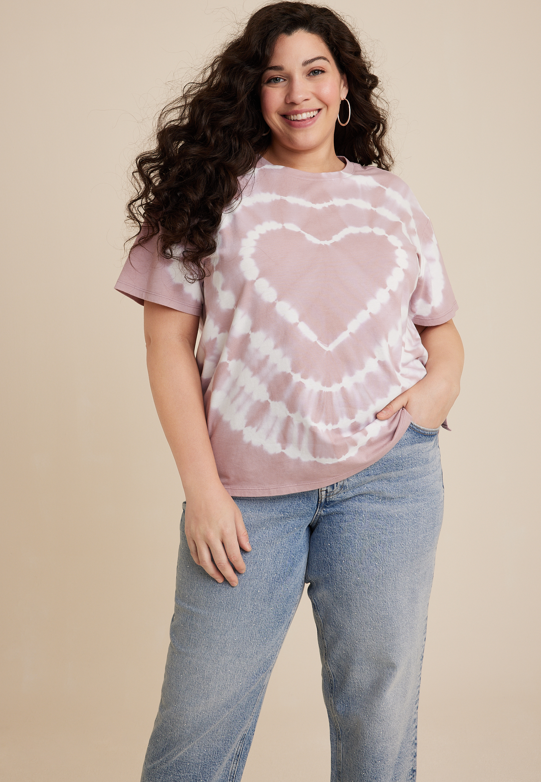 Plus Size Heart Tie Dye Graphic Tee, C9081, large