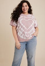 Plus Size Heart Tie Dye Graphic Tee, C9081, small