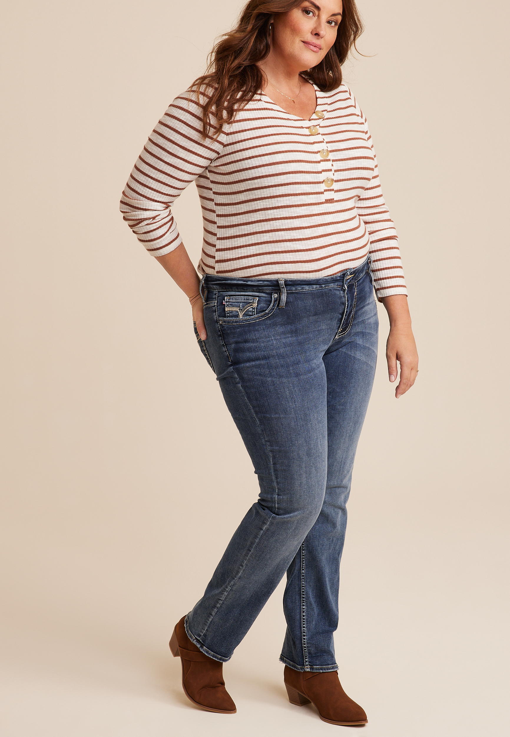 Plus Size Vigoss&reg; Straight Heritage Mid Rise Jean, MEDIUM SANDBLAST, large